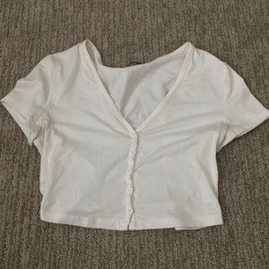 Shein White Button Crop Top